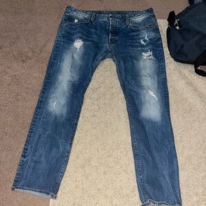 Men's Blue Distressed Jeans